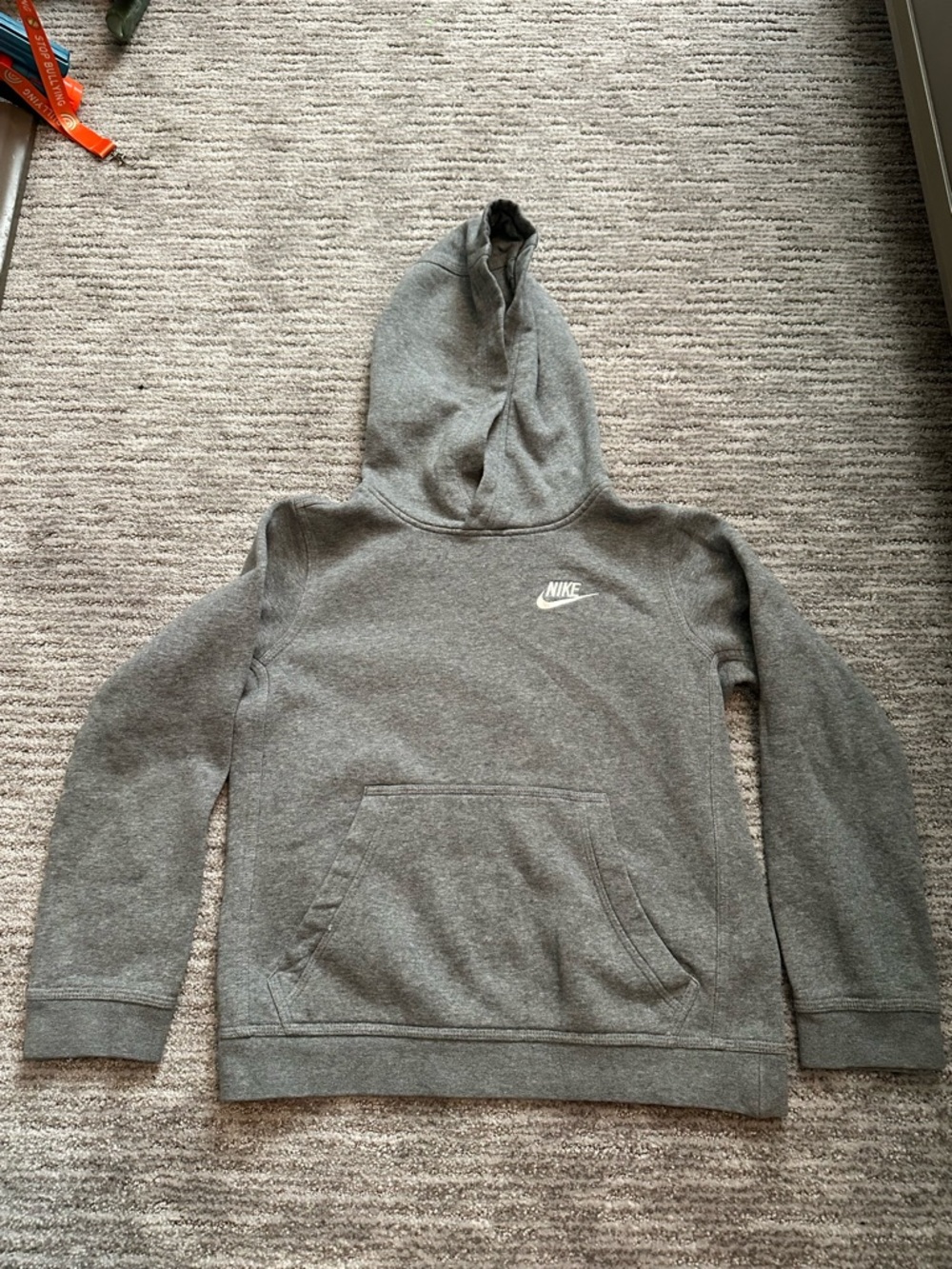 Nike Gray Hooded Sweatshirt with White Swoosh